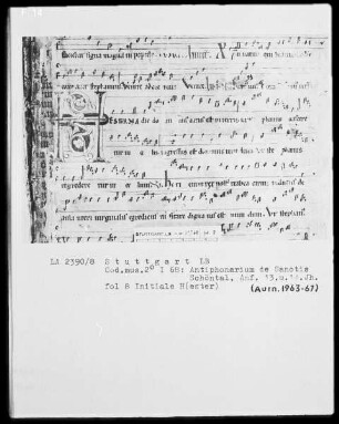 Antiphonarium de Sanctis (Zisterzienserhandschrift) — Initiale H(ester), Folio 8recto