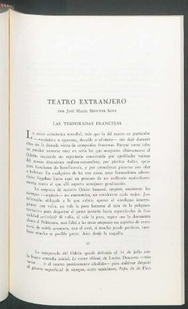Teatro extranjero : Las temporadas francesas