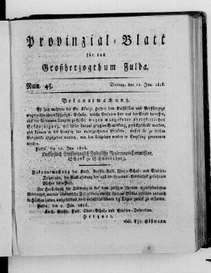 Num. 45., Ausgabe vom 11. Juni 1816