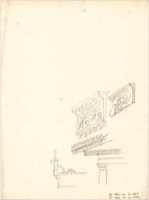 Thiersch, August ; Bauaufnahmen (deutsche Bauernhäuser u.a.) - Gesimse (Details)