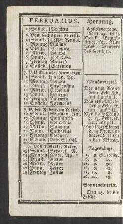 Februarius. Hornung.