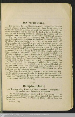 Tour I. Dampfschiffahrt