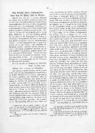 Ein Bericht eines Zeitgenossen über den 18. März 1848 in Berlin