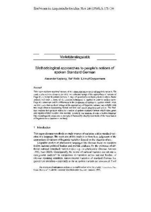 Methodological approaches to people's notions of spoken Standard German