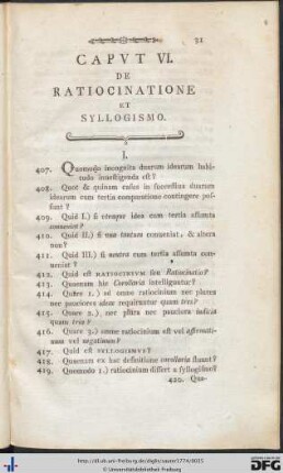 Caput VI. De Ratiocinatione Et Syllogismo.