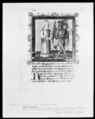 Jacobus Palladini de Anacharano, Prozeß des Teufels Belial mit Christus; der 'Grüne Teufel' — Moses und Belial
