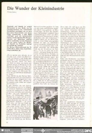 Die Wunder der Kleinindustrie : Handwerk – Kunsthandwerk – Formgestaltung