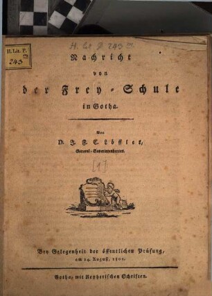 Nachricht von der Frey-Schule in Gotha, [1]