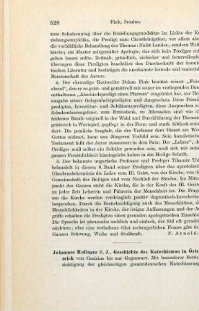 528-530 [Rezension] Hofinger, Johannes, Geschichte des Katechismus in Österreich von Canisius bis zur Gegenwart