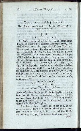 Dritter Abschnitt. Der Schwerpunkt und die davon abhängenden Erscheinungen.