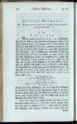 Dritter Abschnitt. Der Schwerpunkt und die davon abhängenden Erscheinungen.