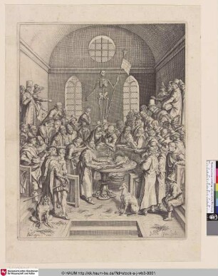 [Anatomische Vorlesung von P. Paaw im Theatrum Anatomicum in Leiden; Anatomical Lesson by P. Paauw in Theatrum Anatomicum at Leiden]