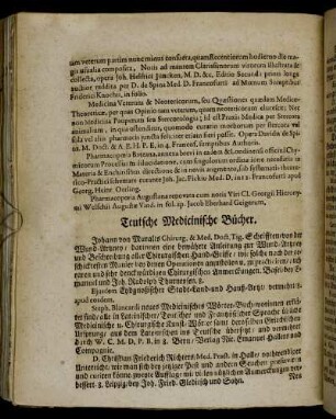 Teutsche Medicinische Bücher.