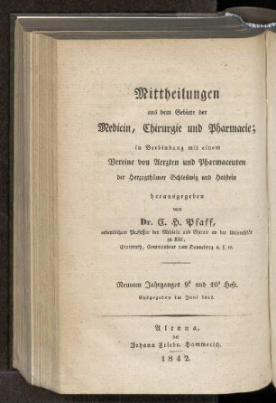 Neunten Jahrganges 9. und 10. Heft. Ausgegeben im Juni 1842.- Siebenten Jahrganges 9. und 10. Heft. Ausgegeben Juli 1842.