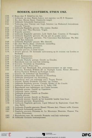 Boeken, gravuren, etsen enz. (Nr. 1158-1250)