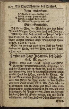 Lection am Tage Johannis, des Täufers