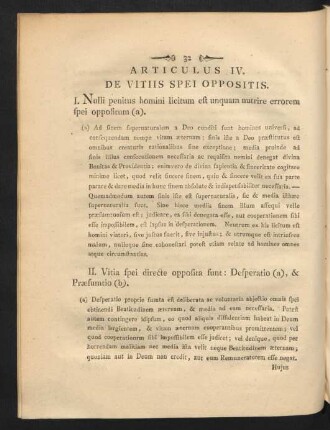 Articulus IV. De Vitiis Spei Oppositis.