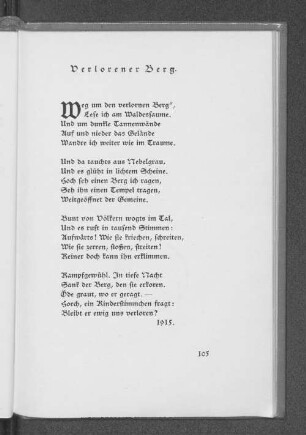 Verlorener Berg.
