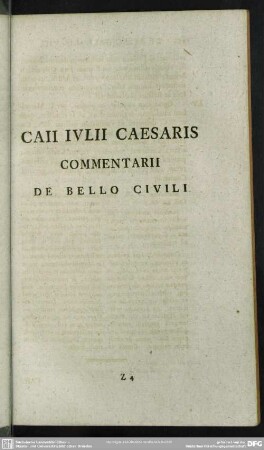 Caii Iulii Caesaris Commentarii De Bello Civili