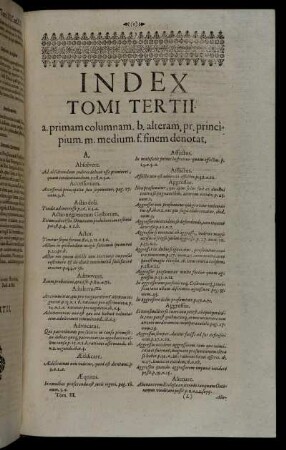 Index Tomi Tertii.
