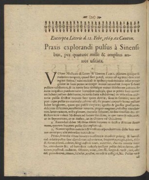 Excerpta Literis d. 12. Febr. 1669. ex Canton.