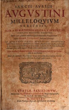 Sancti Aurelii Augustini milleloquium veritatis