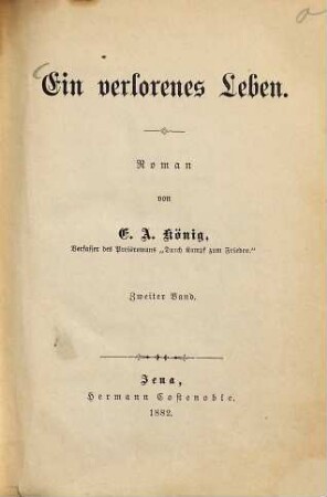 Ein verlorenes Leben : Roman, 2