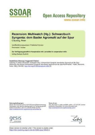 Rezension: Multiwatch (Hg.): Schwarzbuch Syngenta: dem Basler Agromulti auf der Spur