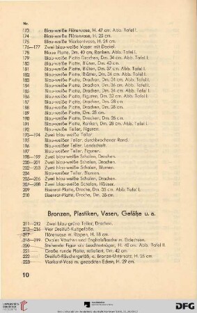 Bronzen, Plastiken, Vasen, Gefäße u. a. (Nr. 211 - 260 c)