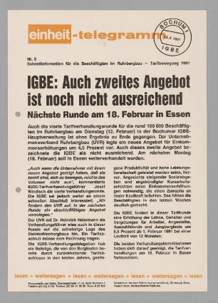 "IGBE: Auch zweites Angebot ist noch nicht ausreichend"