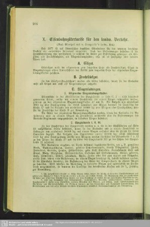 X. Eisenbahngütertarife für den landw. Verkehr