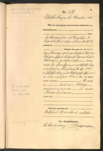 Standesamtsbuch der Stadt Aschaffenburg: Geburten 365/1900 - 184/1901