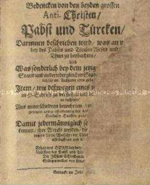 Anti-Päpstliche und Anti-Türkische Schrift