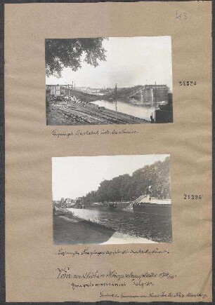 Gesprengte Eisenbahnbrücke bei Namur