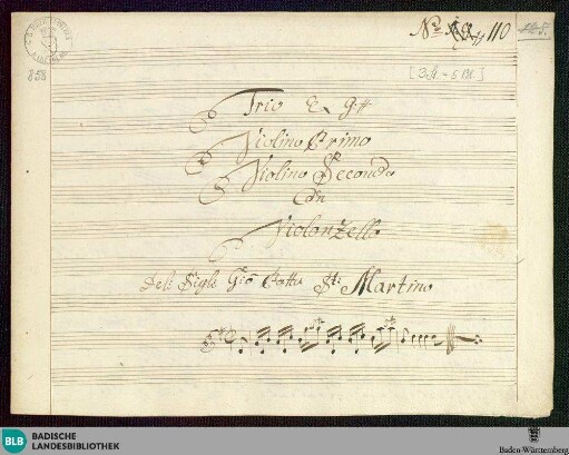 Sonatas - Mus. Hs. 858 : vl (2), vlc; G