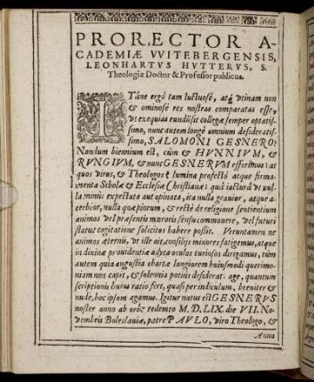 Prorector Academiae Witebergensis, [...]