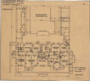 Fischer, Theodor; Marktredwitz; Baugenossenschaft Vereinigte Chamottfabrik, Wirtshaus - Grundriss Keller