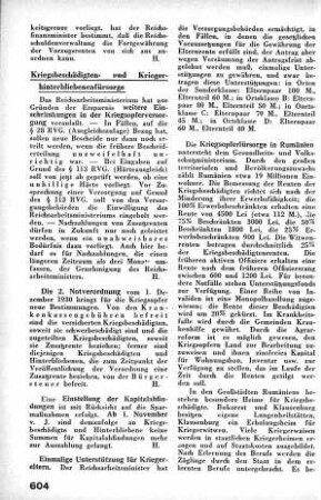 Einstellung der Kapitalabfindungen [Kriegsbeschädigten- und Kriegshinterbliebenenfürsorge ]
