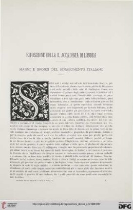 1: Esposizione della R. Accademia di Londra : marmi e bronzi del Rinascimento italiano