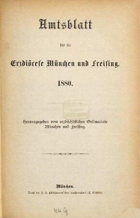 Amtsblatt. 1880