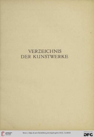 Verzeichnis der Kunstwerke
