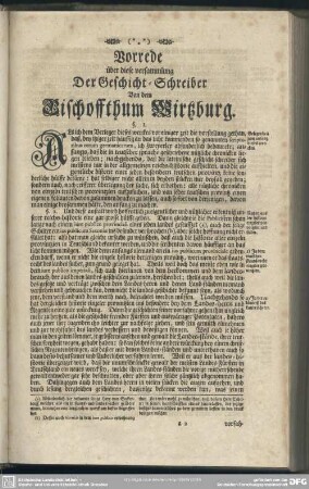 Vorrede über diese versammlung Der Geschicht-Schreiber Von dem Bischoffthum Wirtzburg