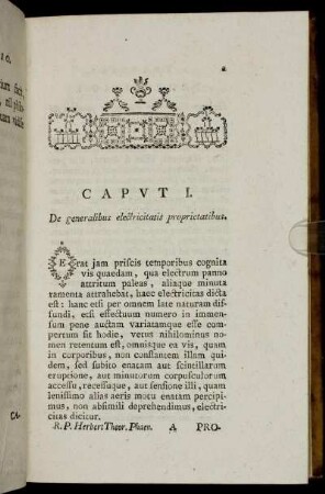 Caput I. De generalibus electricitatis proprietatibus.