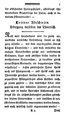 Dritter Abschnitt. Uebergang derselben ins Thierreich.