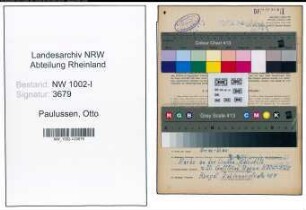 Entnazifizierung Otto Paulussen, geb. 31.05.1903 (Monteur)