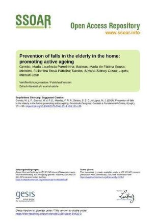 Prevention of falls in the elderly in the home: promoting active ageing