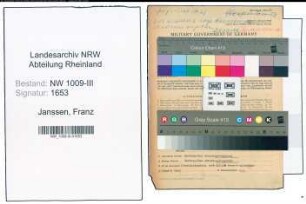Entnazifizierung Franz Janssen , geb. 20.12.1918 (Arzt)