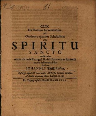 CLIIX. Ad orationes quatuor scholasticas de Spiritu Sancto