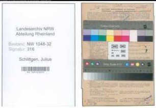 Entnazifizierung Julius Schlittgen , geb. 23.08.1896 (Beamter)