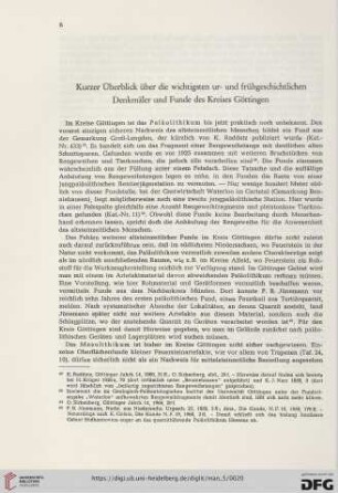 Kurzer Überblick über die wichtigsten ur- und frühgeschichtlichen Denkmäler und Funde des Kreises Göttingen